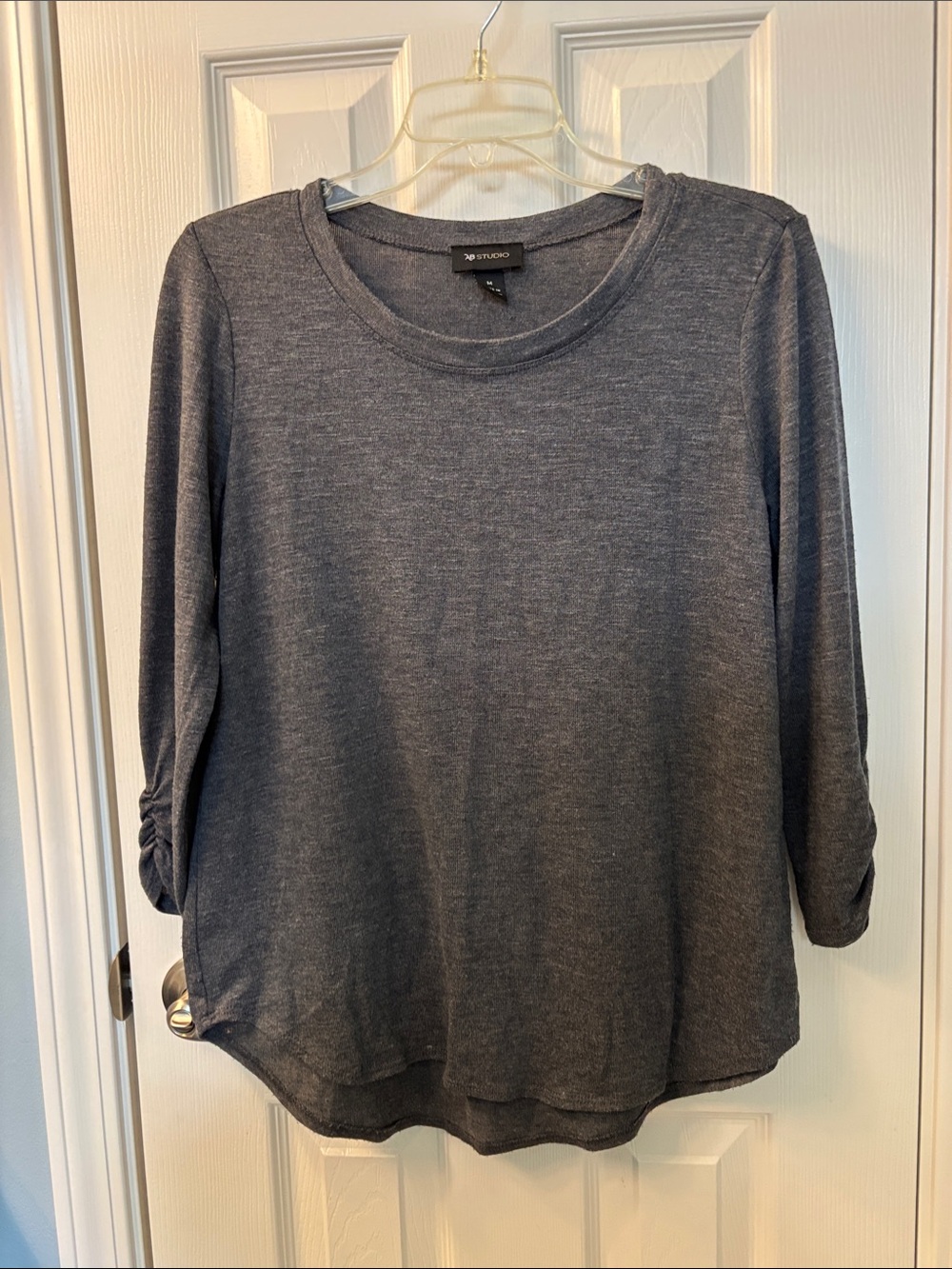 Women’s AB Studio Charcoal Gray 3/4 Sleeve Knit Top, Size M